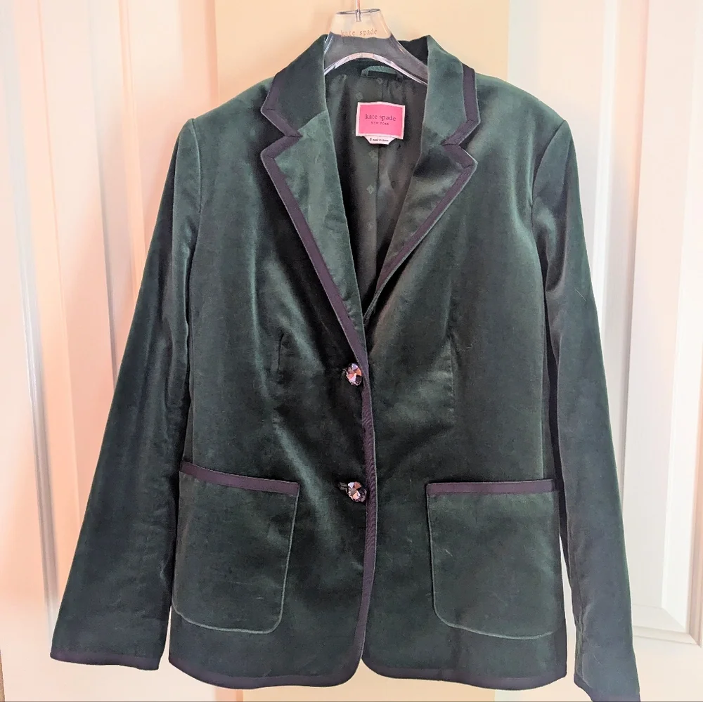 Kate Spade *Jewel Button Velvet Blazer * Size 8 - Picture 2 of 4